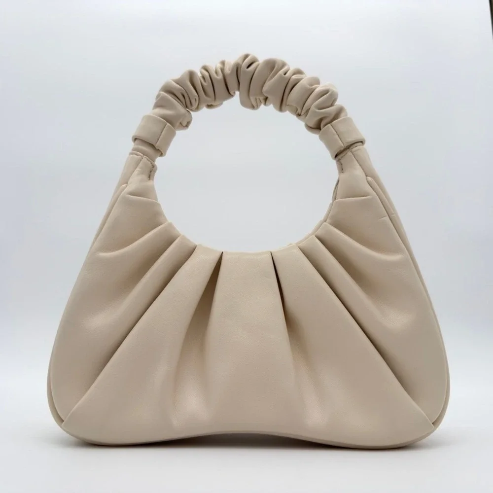 JW PEI Ruched Handle Shoulder Bag Ivory Vegan Leather‎ Hobo Purse